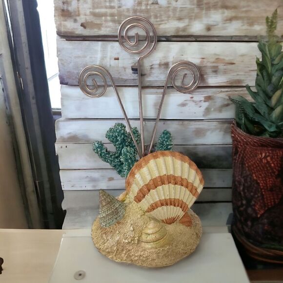 Seashell Shell Wire Picture Holder Memos Post Card Recipe Notes Beachy Coastal. - Picture 13 of 14